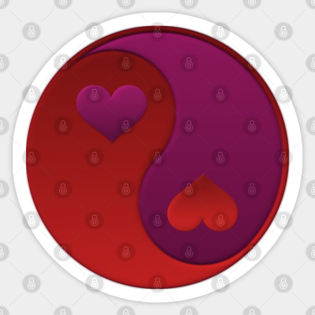 Red and Purple Yin-yang Hearts Sticker by HolidayBug